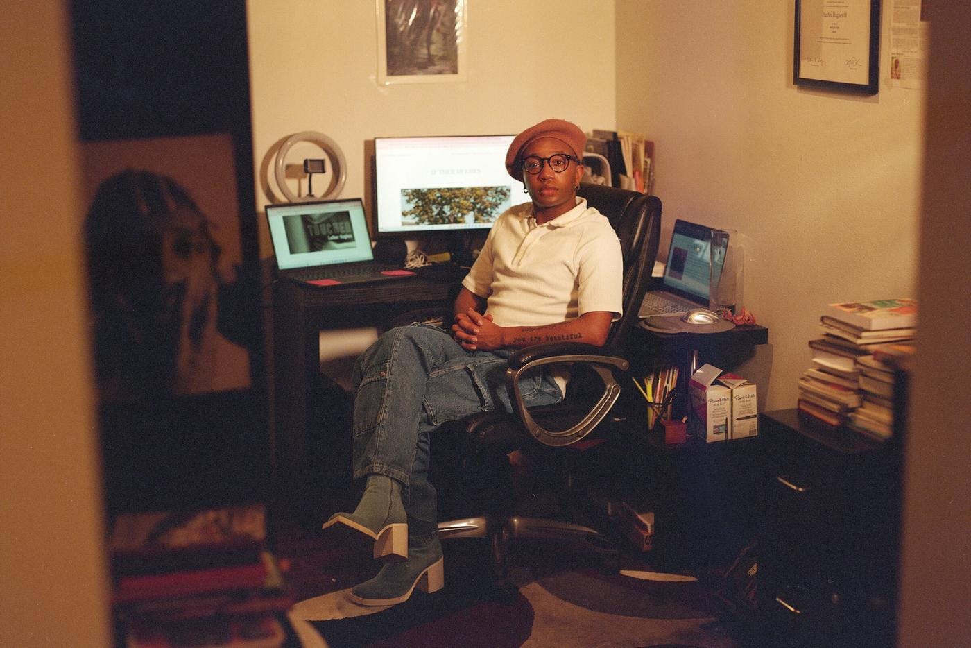 A person in their home office